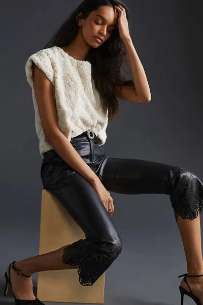 Maeve Faux Fur Tee In Beige