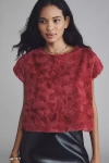 Maeve Faux-fur Tee In Purple