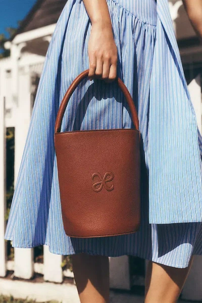 Maeve Faux Leather Bucket Bag In Brown