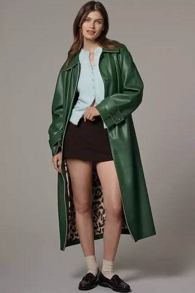 Maeve Faux-leather Car Coat Jacket In Green