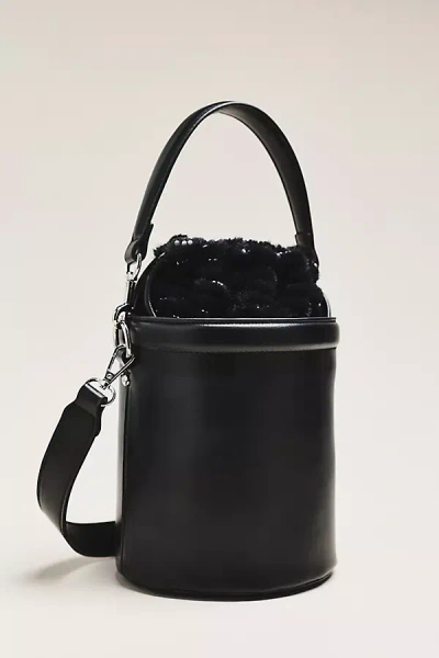 Maeve Faux Leather Cinched Bucket Bag In Black