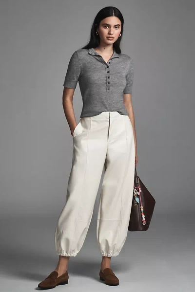 Maeve Faux-leather Clean Seam Balloon Pants In White