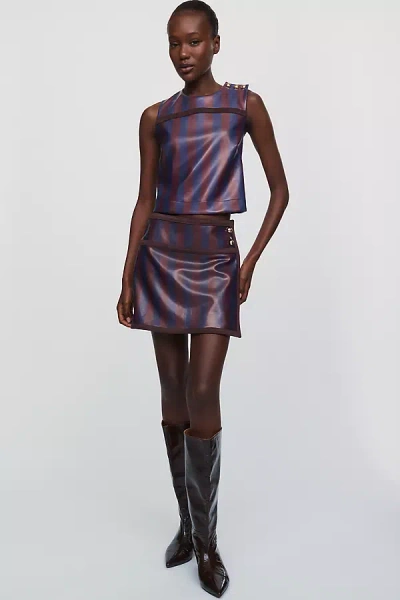 Maeve Faux Leather Mini Skirt In Blue