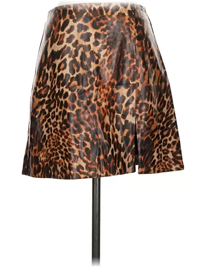 Pre-owned Maeve Faux Leather Skirt In Brown