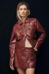 Maeve Faux-leather Skort In Burgundy