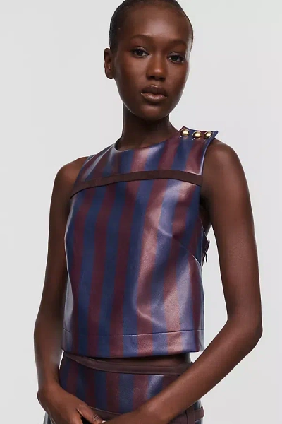 Maeve Faux Leather Tank Top In Blue