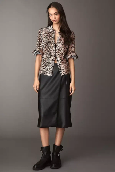 Maeve Faux-leather Wrap Midi Skirt In Black