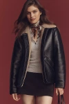 Maeve Faux-shearling Jacket In Black