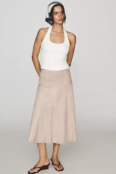 Maeve Faux-suede Waisted Midi Skirt In Multicolor