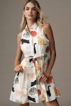 Maeve Fit & Flare Mini Shirt Dress In White