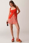 Maeve Fitted Button-front Square-neck Vest Top In Red