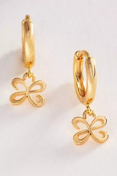 Maeve Floral Charm Huggie Hoop Earrings In Gold