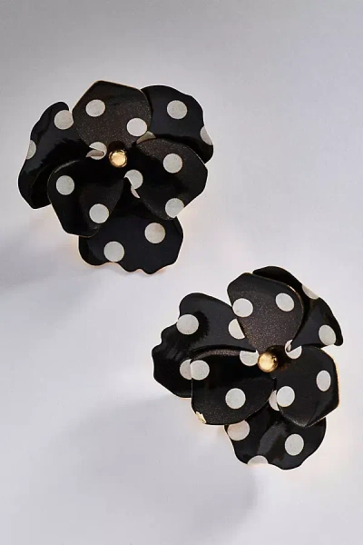 Maeve Floral Polka Dot Earrings In Black