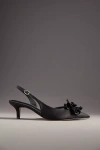 Maeve Floral Satin Slingback Heels In Black