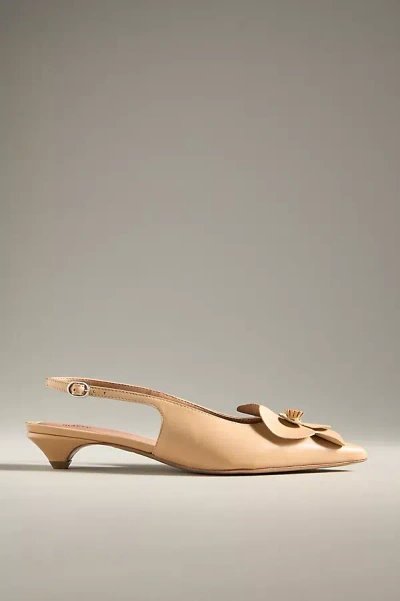 Maeve Floral Slingback Heels In Beige