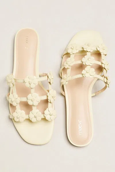 Maeve Flower Cage Slider Sandals In Beige