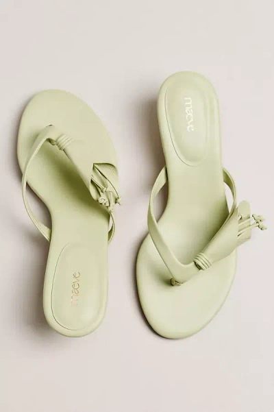 Maeve Flower Kitten Heel Thong Sandals In Green