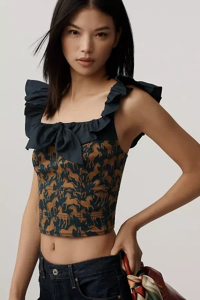 Maeve Flutter-sleeve Crop Blouse In Black