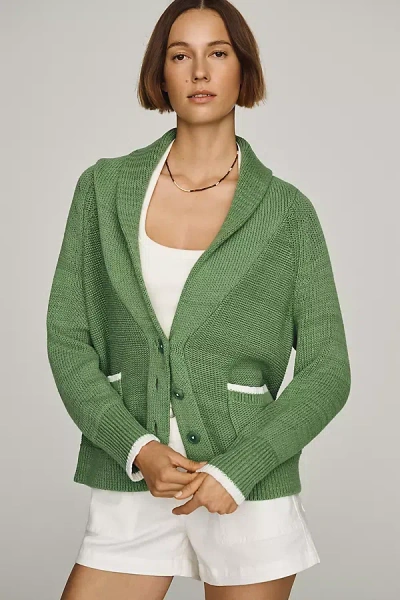 Maeve Foldover Lobster Cardigan In Green