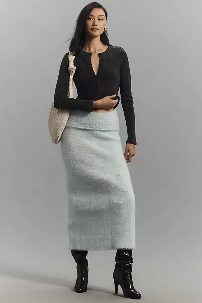Maeve Foldover-waist Jumper Column Midi Skirt In Blue