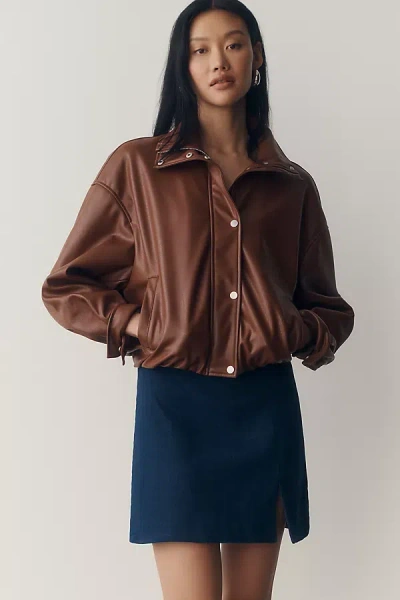 Maeve Front-slit Mini Skirt In Blue