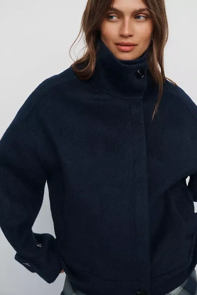 Maeve Funnel-neck Jacket In Blue