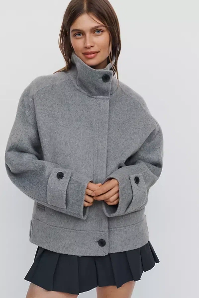 Maeve Funnel-neck Jacket In Gray