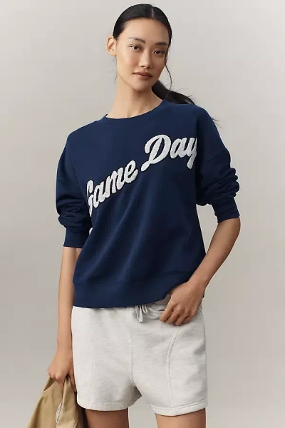 Maeve Game Day Crew-neck Sweatshirt In Blue