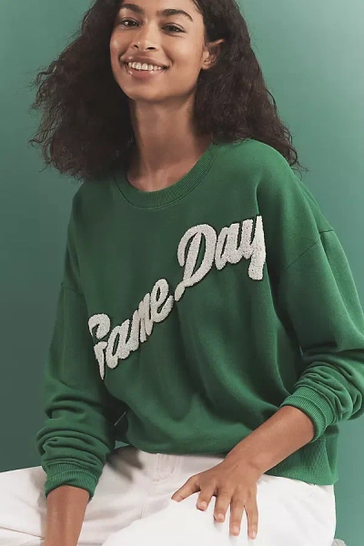 Maeve Game Day Crew-neck Sweatshirt In Green