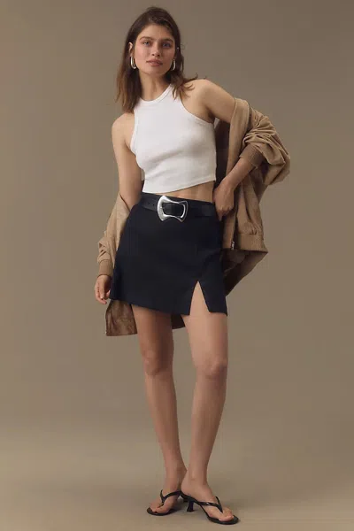 Maeve Gemma Linen Stretch Mini Skirt In Black