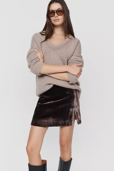 Maeve Gemma Velvet Mini Skirt In Gray
