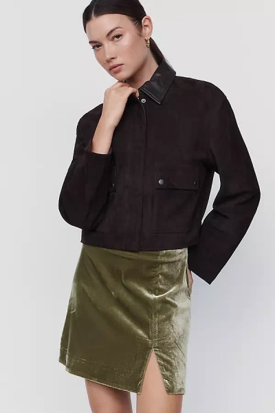 Maeve Gemma Velvet Mini Skirt In Green