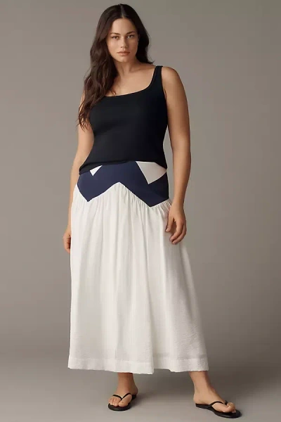 Maeve Geometric Midi Skirt In Blue