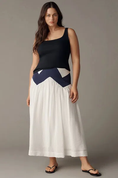 Maeve Geometric Midi Skirt In White