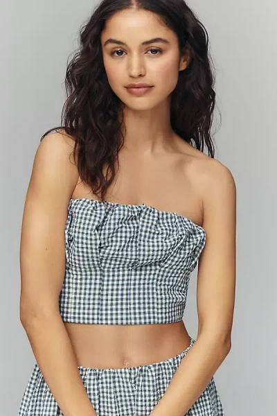 Maeve Gingham Bustier Top In Blue
