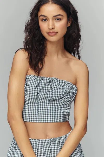 Maeve Gingham Bustier Top In Black