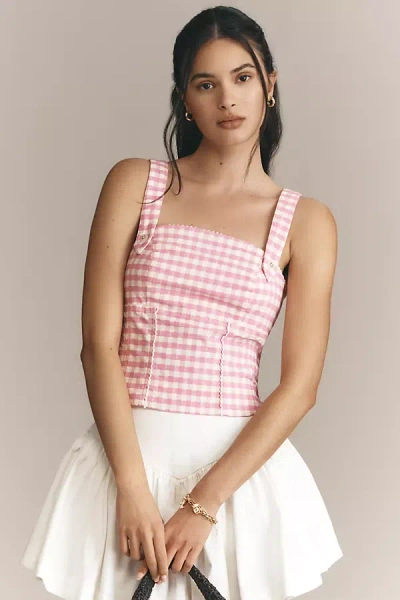 Maeve Gingham Corset Top In Pink