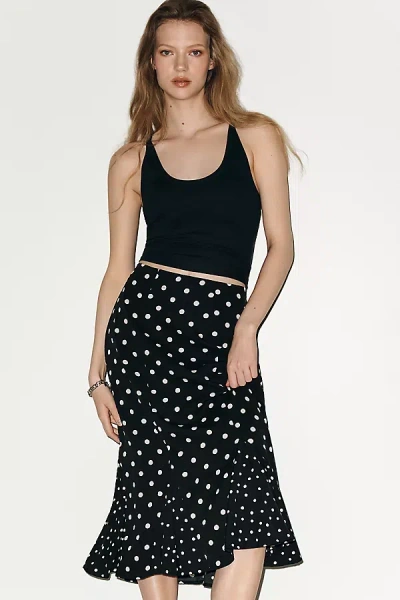 Maeve Godet Flare Midi Skirt In Black