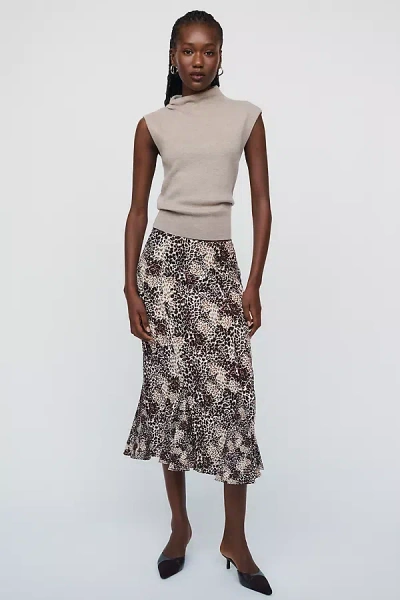 Maeve Godet Flare Midi Skirt In Neutral