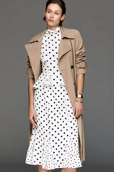 Maeve Godet Flare Midi Skirt In White