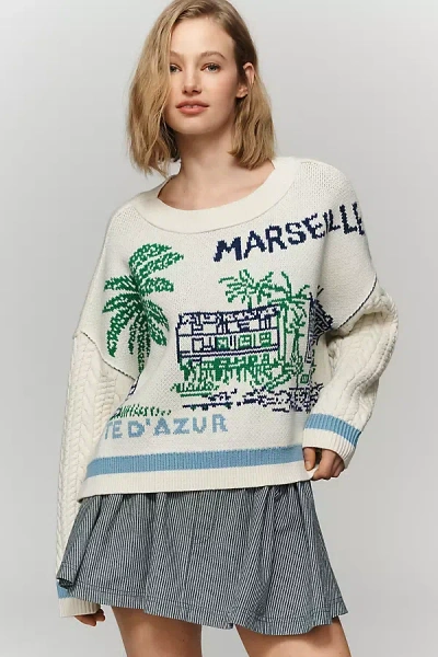 Maeve Graphic Cable-knit Jumper In White