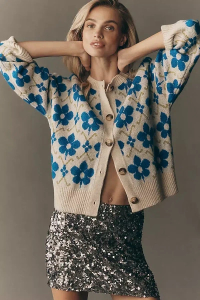 Maeve Graphic Intarsia Cardigan Sweater In Multi