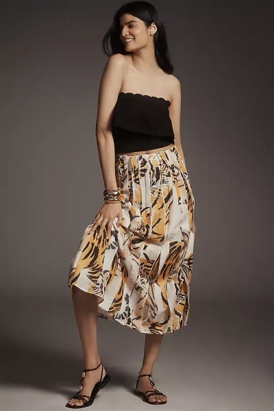 Maeve Graphic Piped Maxi Skirt In Animal Print