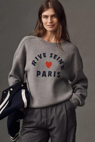 Maeve Graphic Ribbed-hem Sweater In Gray