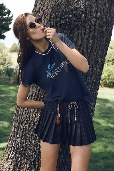 Maeve Graphic Ringer Tee In Blue