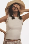 Maeve Grommet Ruffle Tank Top In Neutral