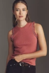 Maeve Grommet Ruffle Tank Top In Red