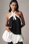 Maeve Halter Bow Blouse In Black