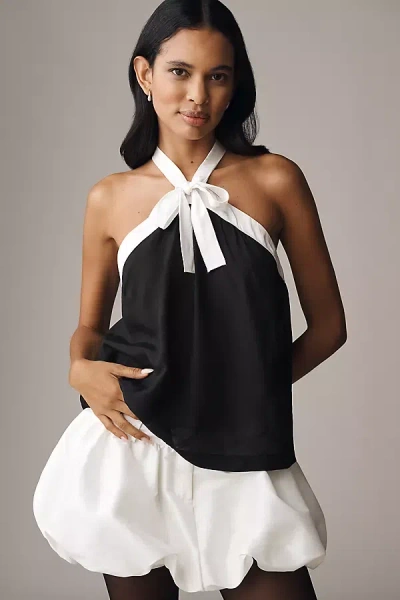 Maeve Halter Bow Blouse In Black