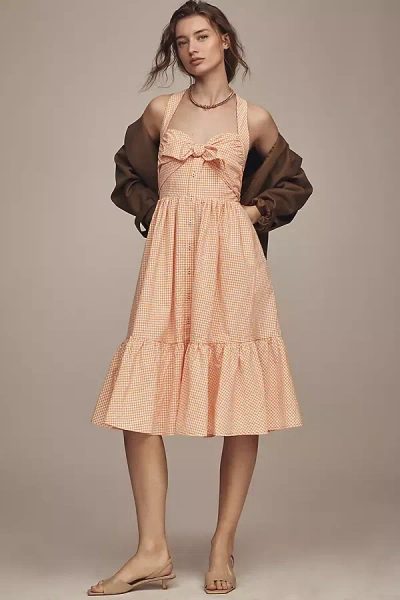 Maeve Halter Bow-front Midi Dress